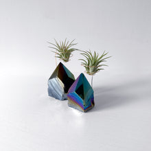 Load image into Gallery viewer, Titanium Aura Obsidian Crystal Point Air Plant Holder

